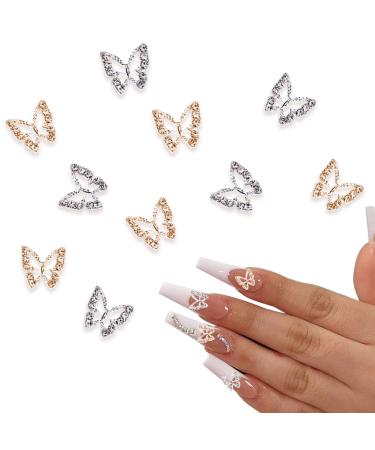 IOSPKKIO 10 Alley alloy butterfly nail charms (5 gold 5 silver) Metal-butterfly-nail art trailer Road stones for nails Nail edible stones multicolored - Buy Online on GoSupps.com