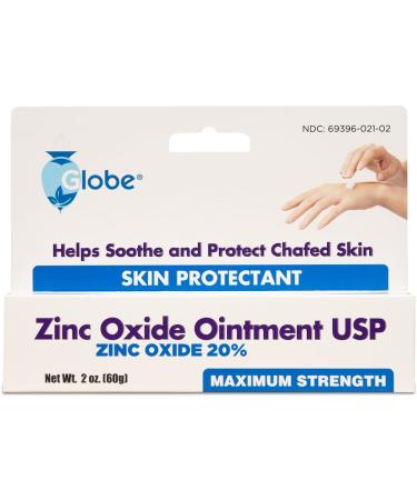 Globe Zinc Oxide Ointment 20% - 2 oz Tube | Advanced Skin Protection for Diaper Rash, Poison Ivy, and Oak | Protects from Wetness and Chafed Skin - Buy Online on GoSupps.com