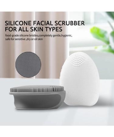 HieerBus Silicone Face Scrubber - Manual Exfoliating Brush for Sensitive Skin - Blackhead Removing, Pore Cleansing and Massaging Tool - Grey+White - Buy Online on GoSupps.com