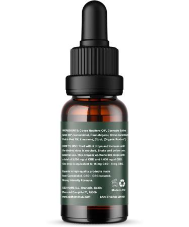CBD HOME Oils - CBD Oil 30+ CBG 10ml - Organic Coconut & Hemp Oil Bases - Enriched with Pure CBD + CBG and Omega 3-6-9 - Certified CBD - Made in EU - Buy Online on GoSupps.com