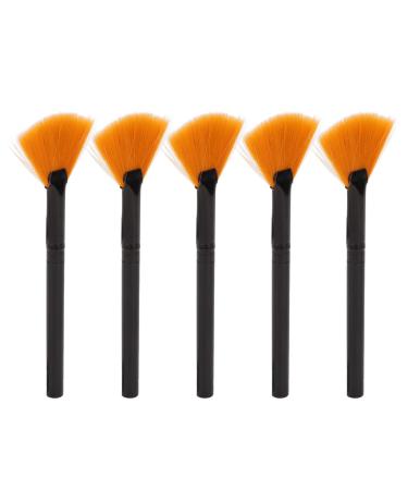 Qukaim Facial Fan Brush Fan Mask Brush Set of 5 Long Handle Facial Applicator Brushes for Mud Mask Blush Glycolic PeelSoft Makeup Tools