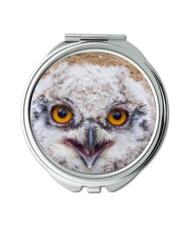YENDOSTEEN Mirror Travel Mirror owl finals Young Virginia Eagle Owl Eurasian Eagle Owl European Eagle Owl pocket mirror portable mirror