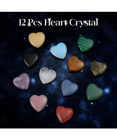 12 PCS Natural Heart Shaped Healing Stones Crystal Palm Set - Polished Love Gemstones for Balancing Meditation - Mother's Day Gift - Buy Online on GoSupps.com