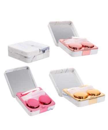 Heallily 4 pieces square glasses case eye contact case traveler traveling case for contact lenses travel set for contact lens container eye contact case invisible ABS travel blindfold