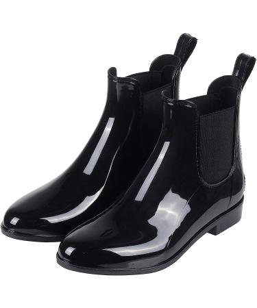 Evshine Women's Lightweight Chelsea Rain Boots - Size 9 Black | Waterproof Ankle Booties - Buy Online on GoSupps.com