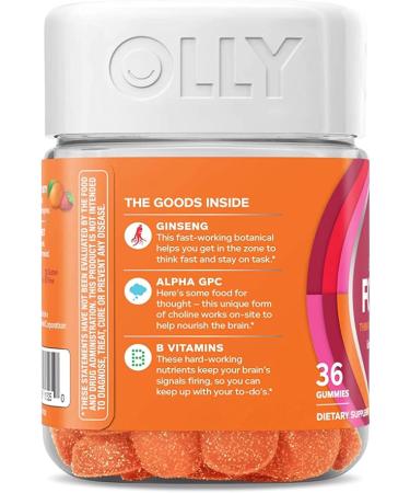 Olly Laser Focus Gummy Supplement - 18 Day Supply, Ginseng, Alpha GPC, B Vitamins, Berry Tangy Tangerine - 36 Count - Buy Online on GoSupps.com