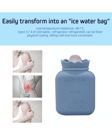 RUKAZA Hot Water Bag Heating Bottle Silicone with Knit Cover - Pain Relief & Hot Compress Therapy (Blue Long) - Buy Online on GoSupps.com
