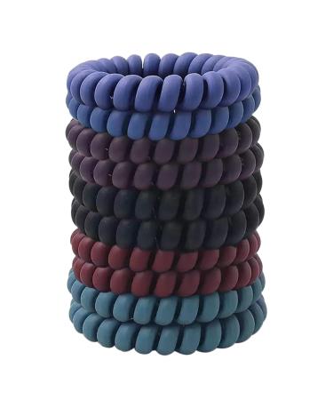 10 pieces of telephone cable hair tie elastic hair band 5 colors spiral telephone cable stretchy coil telephone cable traceless hair ring for all hair types (dark color) ... black