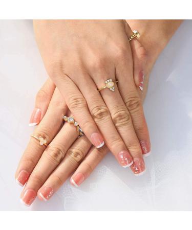 Sethexy Glossy Square Short False Nails - Bright Pink French Tips | Complete 24pcs Nail Art for Women & Girls | Sparkle & Shine - Buy Online on GoSupps.com