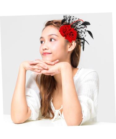 FRCOLOR banquet earphone dress hairpin hair accessories scarf bride baffle hat Korean version fascinator tea party headpiece rose hair clip day of the dead hairaccessories - Buy Online on GoSupps.com