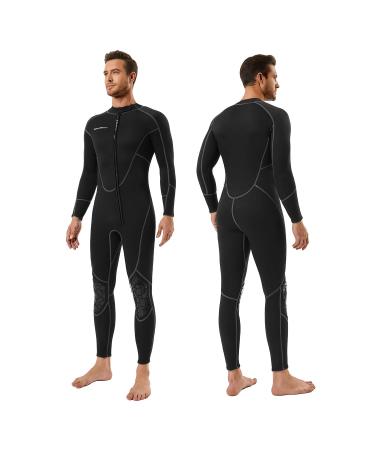 Seaskin Mens 3mm Shorty Wetsuit Womens, Full Body Diving Suit Front Zip Wetsuit for Diving Snorkeling Surfing Swimming Men's Fullsuit Large