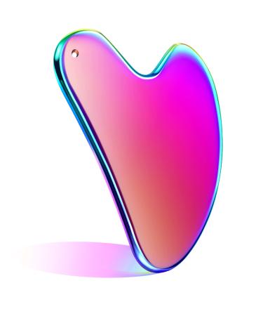 Nuanchu Stainless Steel Gua Sha Facial Tools Guasha for Face Metal Gua Sha Tighten Skin Massage Guasha Beauty Tool for Body Eyes Neck Massager with Travel Pouch Skin Care Gifts (Rainbow Color)