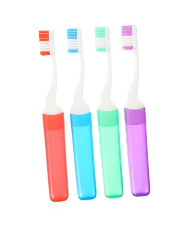 Marmerdo 4 piece of travel fine toothbrush tongue toothbrush foldable travel toothbrush huge toothbrush household toothbrush camping travel toothbrush travel accessories miniature steel struts pp travel