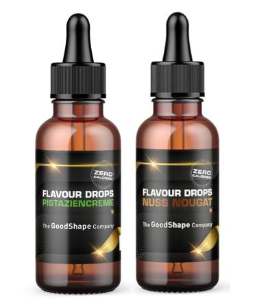 HelloShape Flavour Drops 2 x 50ml Pistachio Cream & Nut Nougat Sugar Free Flavored Drops No Calorie Sweeten with Pipette - Vegan - For N