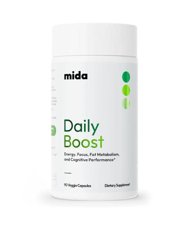Mida Health Daily Boost 3-in-1 Weight Loss Energy Focus Support for Women & Men | 7-Keto DHEA Thermogenic with Natural Caffeine CoQ10 B12 Ginkgo Ginseng L-Theanine Folate | 90 Capsules