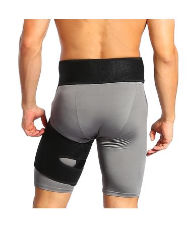 Adjustable Neoprene Grip Support Wrap for Thigh Pain Relief - Pain Wraps for Hips & Thigh Recovery for Men & Women - Black - Buy Online on GoSupps.com