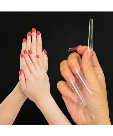 Pack of 500 Artificial Nail Tips French Acrylic Style UV Gel Fake Nail Full Cover Artificial Fingernails Tip Fake Art Nails Suitable for Both Beginners & Experienced Nail Artists Clear - Buy Online on GoSupps.com