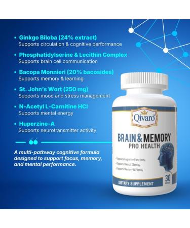 Brain & Memory Pro Health - Natural Support for Cognitive Function - Mind & Memory Supplement for Brain Health - Vegan and Non-GMO - Made in USA 30 Capsules - Buy Online on GoSupps.com