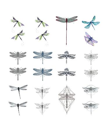 SanerLian Dragonfly Temporary Tattoo Sticker Watercolor Waterproof Women Girls Children Kids Party Favor Hand Arm Back Body Art 10.5X6cm Set of 12 (SF160)