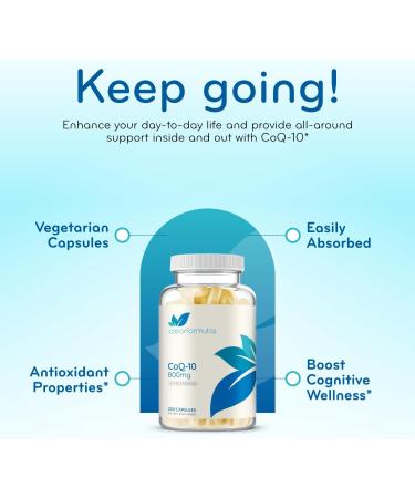 Extra Strength CoQ10 800mg - Quick Absorption Coenzyme Q10 800mg Potent Antioxidant for Heart Energy and Aging Support - High Stability CoQ10 Ubiquinone Caps - Made in a cGMP US Lab (100 Servings) - Buy Online on GoSupps.com