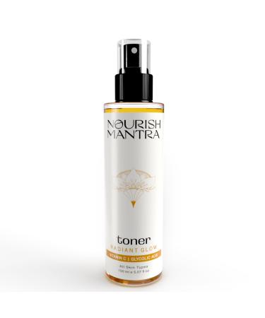 Nourish Mantra Radiant Glow Toner/Face Toner Formulated with Vitamin C Glycolic Acid and Vitamin B5/ Glowing Skin & Pore Tightening Toner for Men & Women 150ml