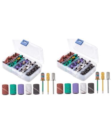 Healeved 2 Sets Nail Polish Set Drill Bits for Nails Manicure Tools Nail Kits Nail Grinding Professional Nail Drill Nail Bits Nail Drill Bits Sanding Bands for Nail Drill Nail Tools Alloy