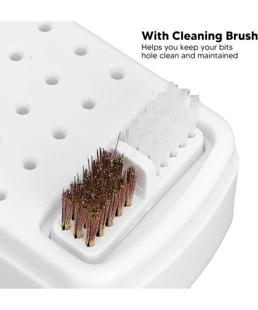 Nail Drill Bits Container Portable Acrylic Cover 30 Holes Nail Drill Bits Stand for Artist for Salon (White) - Buy Online on GoSupps.com