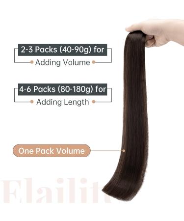 Elailite Tape Extensions - Real Hair Hairpiece 40cm 30g Straight Remy Dark Brown #02 20 Pieces - International Shipping Available - Buy Online on GoSupps.com