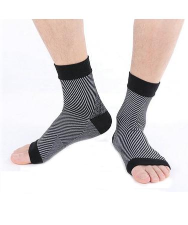 Hmilydyk compression socks for plantar fasciitis compression socks with heel and foot vault for women and men (1 pair) gray L-XL