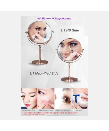 DADEA Double Sided Mirror Make Up Mirror with Stand 7in Large Cosmetic Mirror Fingerprint Prevention Double Side Hd 3x Magnified Vintage Mirror for Women Dressing and Beauty. - Buy Online on GoSupps.com