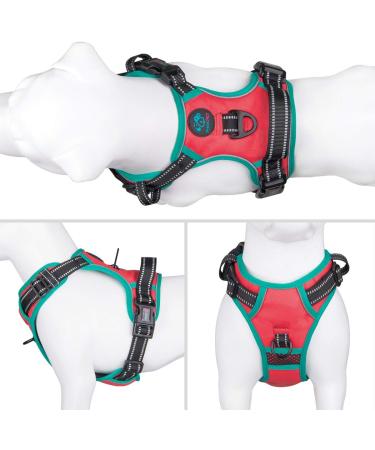 Phoepet 2019 Reflective Dog Harness for Large Breeds Adjustable No Pulling Vest with Handle 2 Metal Rings & 3 Buckles (Red L - Neck 16-24 in Chest 22-33 in) - Buy Online on GoSupps.com
