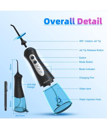 Nicefeel Cordless Water Flosser - Portable 300ML Oral Irrigator, IPX7 Waterproof, 3 Modes, 4 Jet Tips - Ideal for Travel & Family - Buy Online on GoSupps.com