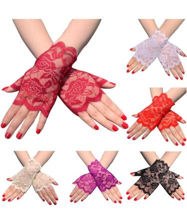 SHTGOI 1 Pair Women's Lace Gloves Short Bride Fingerless Floral Lace Gloves Sun Protection Gloves Wedding Lace Gloves for Tea Party Funeral Wedding Party Costume Accessories White - Buy Online on GoSupps.com