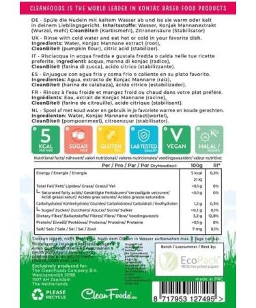 CleanFoods 5 Calorie Konjac noodles l Spaghetti 200g package I Konjac Glucomannan I vegan gluten free fat free sugar free I r - Buy Online on GoSupps.com
