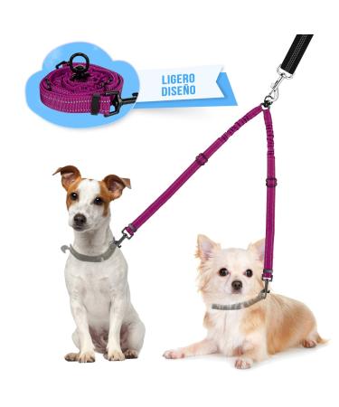 Slowton dogs linen for 2 dogs adjustable double linen for dogs 360 rotatable no compliance dog leash splinters with reflective small (3-9 kg) rose red