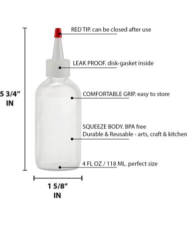 BRIGHTFROM 4 OZ Squeeze Hair Color Applicator Bottles with Red Top Cap - Pack of 2 | Refillable, Leak Proof, Multi Purpose/Coloring - Buy Online on GoSupps.com