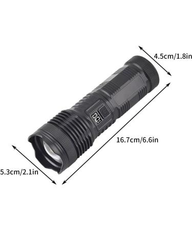 Super Bright Flashlight Waterproof Rechargeable LED White & Yellow Light Telescopic Zoom Torch USB Charging Long-lasting Strong Light Flashlight With Battery Level Display for Camping Hiking Emergen - Buy Online on GoSupps.com