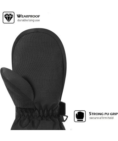 HIGHCAMP Kids Waterproof Winter Mittens M (6-8 Y) Black with Stay-on Strap - Buy Online on GoSupps.com