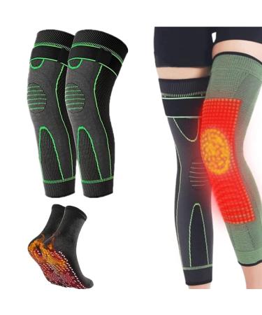 Reduce Fast Mugwort Acupressure Shaping Knee Pads 3D High Elastic Knee Brace Suppression Compression Sleeve for Varicose Veins Tourmaline Acupressure Self-Heating Shaping Socks (XL Green Mugwort+Socks) XL Green Mugwort+Socks