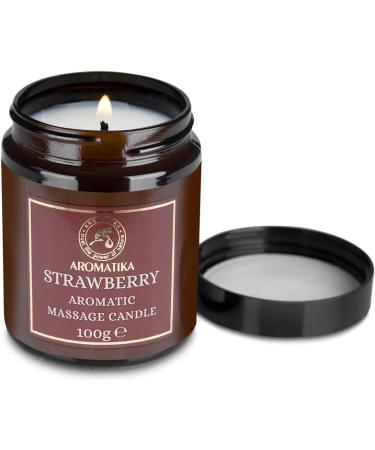 Strawberry Massage Candle 100g - Soy Wax Aromatherapy Candle with Coconut & Almond Oil | Relaxation & Body Care - Buy Online on GoSupps.com