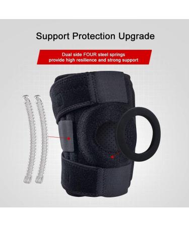 Hually Kniebandage - Adjustable Knee Protectors with Velcro & Patellar Opening for Sports & Daily Use - Unisex Knee Support in Black - Buy Online on GoSupps.com