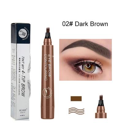 Microblading Eyebrow Pencil - Waterproof Fork Tip Liquid Pen for Long-Lasting & Easy Makeup Removal (2Dark Brown) - Buy Online on GoSupps.com