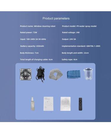 CHHMAELOVE New Automatic Robot Window Cleaner with 4 Mop Pads / 4cm Safety Rope Remote Control 4 Cleaning Modes Two-Way Water Spray Built-in 650mAh battery for Indoor Outdoor Windows - Buy Online on GoSupps.com