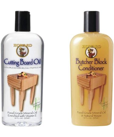 HOWARD Butcher Block Conditioner and Cutting Board Oil, Food Grade Conditioner and Oil, Great for Wooden Bowls and Utensils, Re hydrate your Cutting Blocks, 12 Fl Oz (Pack of 1)