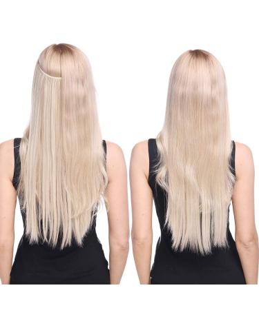 Silk-Co Honey Blonde & Bleach 50cm Hair Extensions - Smooth Invisible Cord Synthetic & Real Hair Blend for Women - Buy Online on GoSupps.com