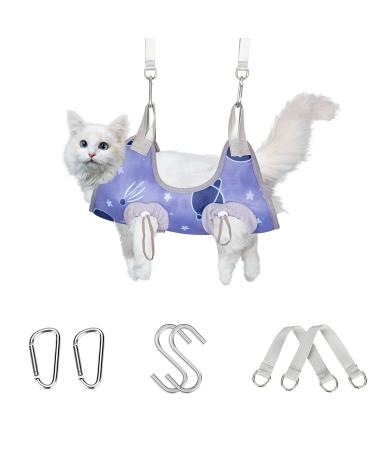 Starpetgo Pet Dog Grooming Hammock Harness Grooming Hammock for Cats & Dogs Grooming Sling Helper for Nail Trimming Clipping and Eye/Ear Care Alternative Dog Restraint Bag for Daily Grooming at Home XS: legs spacing:5.5"-7.3" Star Purple