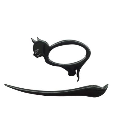 Marycrafts Black Buffalo Horn Scarf Clip & Hair Accessories - Hairpin Hair Stick Cloth Pin - Buy Online on GoSupps.com