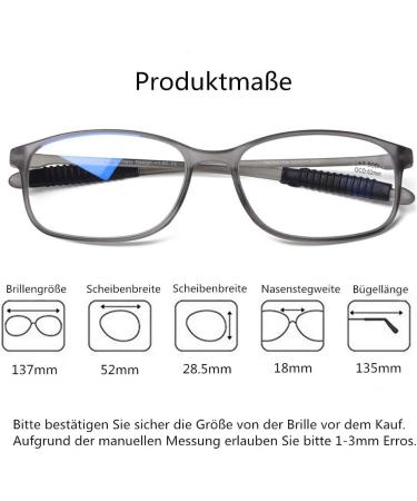 DOOViC Blue Light Filter Reading Glasses for Unisex TR259-C - Matte Gray 9 Colors 3.5x Magnification | International Shipping Available - Buy Online on GoSupps.com
