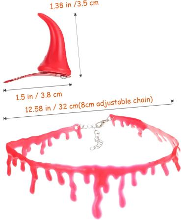 ABOOFAN 2 Sets Hairpin Blood Necklace Childrens Demon Costume Ox Horn Hair Clip Devil Horns Hair Clip Devil Costume Accessory Hair Clips Ornament Kits Halloween Hair Supplies Plastic - Buy Online on GoSupps.com