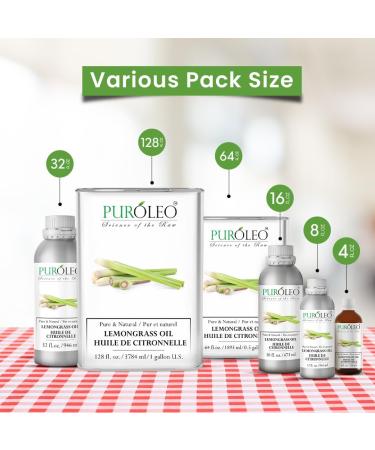 PUROLEO Lemongrass Essential Oil 32 Fl Oz/946 ML (Packed in Canada) for Aromatherapy and Skin Care - 100% Pure Lemongrass Oil for Diffuser Massage and DIY Recipes 32 Fl Oz (Pack of 1) - Buy Online on GoSupps.com